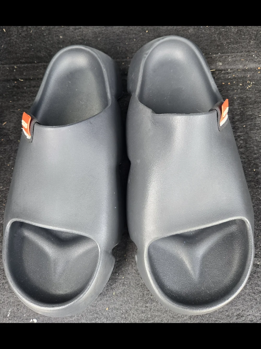 Men's Black Slide Sandals with Orange Tab